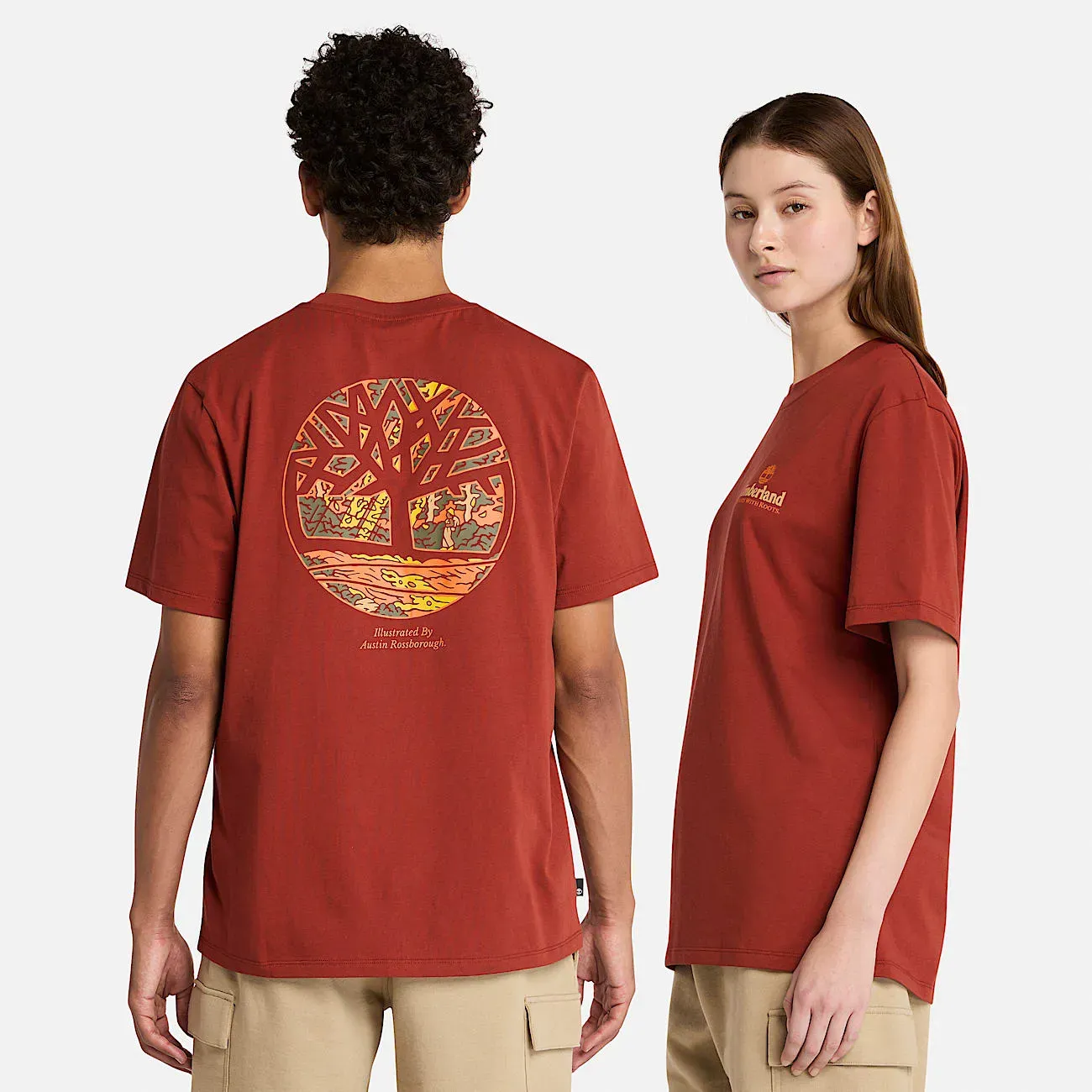 Illustrated Tree Logo Back Graphic T-Shirt